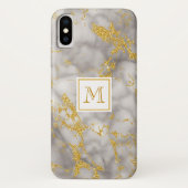 Eleganter Gray Marble Monogram Imitate Gold Glitze Case-Mate iPhone Hülle (Rückseite)