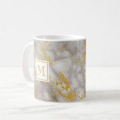 Eleganter Gray Marble Monogram Imitate Gold Glitze Kaffeetasse (Vorderseite Links)