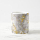 Eleganter Gray Marble Monogram Imitate Gold Glitze Kaffeetasse (Mittel)