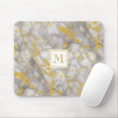 Eleganter Gray Marble Monogram Imitate Gold Glitze Mousepad (Mit Mouse)