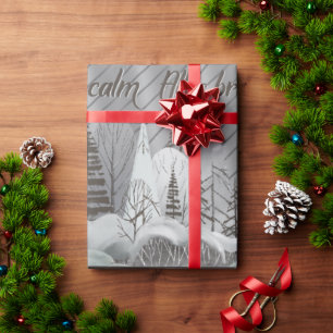 Eleganter Gray Retro Woodland Holiday Geschenkpapier
