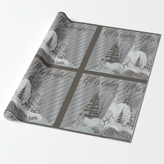 Eleganter Gray Retro Woodland Holiday Geschenkpapier (Ungerollt)