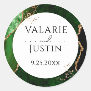 Eleganter Green Agate Gold Glitzer Wedding Sticker
