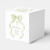 Eleganter Green Bow Baptism Cube Geschenkschachtel (Rückseite)