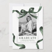 Eleganter Green Bow Foto Abschluss Ankündigung (Vorderseite)