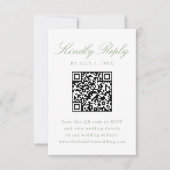 Eleganter Green Chinoiserie Floral Wedding QR Code RSVP Karte (Vorderseite)