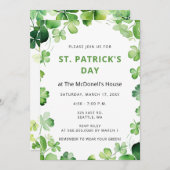 Eleganter Green Clover Kleeblatt St Patricks Day Einladung (Vorne/Hinten)