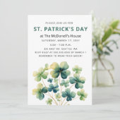 Eleganter Green Clover Kleeblatt St Patricks Day Einladung (Stehend Vorderseite)