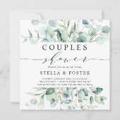 Eleganter Green Foliage Couples Duschplatz Einladung (Vorderseite)