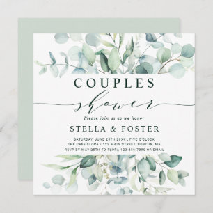 Eleganter Green Foliage Couples Duschplatz Einladung