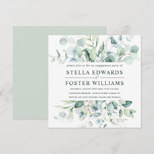 Eleganter Green Foliage Engagement Party Square Einladung