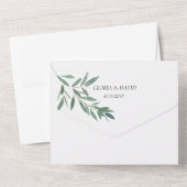 Eleganter Green Foliage QR-Code All In One Einladung (Rückseite)