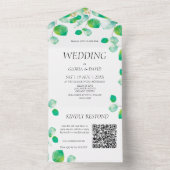 Eleganter Green Foliage QR-Code All In One Einladung (Innen)