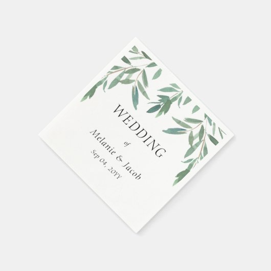Eleganter Green Foliage Square Serviette (Ecke)