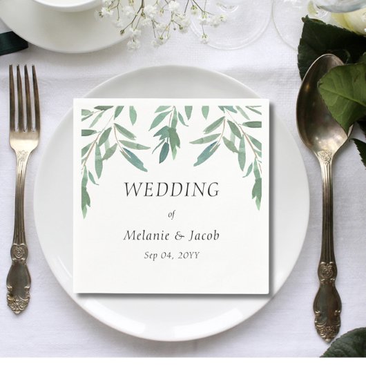 Eleganter Green Foliage Square Serviette