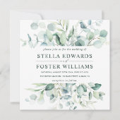 Eleganter Green Foliage Wedding Square Einladung (Vorderseite)