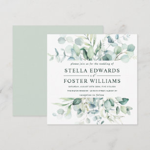 Eleganter Green Foliage Wedding Square Einladung