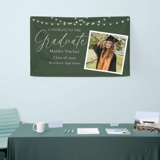 Eleganter Green Foto Floral Abschluss Banner (Messeveranstaltung)