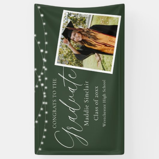 Eleganter Green Foto Floral Abschluss Banner (Vertikal)