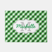 Eleganter Green Gingham Pattern Personalisierter N Fußmatte (Vorderseite)