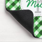 Eleganter Green Gingham Pattern Personalisierter N Mousepad (Ecke)