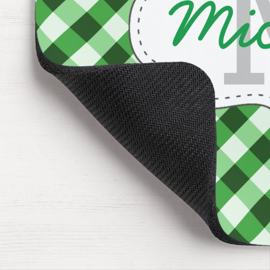 Eleganter Green Gingham Pattern Personalisierter N Mousepad (Ecke)
