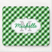 Eleganter Green Gingham Pattern Personalisierter N Mousepad (Vorne)