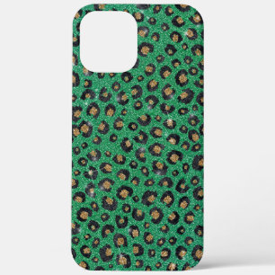 Eleganter Green Glitzer Black Gold Leopard Print Case-Mate iPhone Hülle