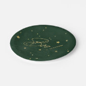 Eleganter Green/Gold Boo! Halloween-Party Pappteller (Schrägansicht)