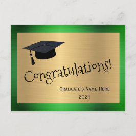 Eleganter Green Gold Cap Herzlichen Glückwunsch Ab Postkarte