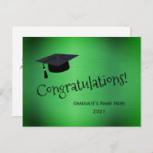 Eleganter Green Gold Cap Herzlichen Glückwunsch Ab Postkarte (Vorne/Hinten)