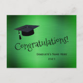 Eleganter Green Gold Cap Herzlichen Glückwunsch Ab Postkarte (Vorderseite)