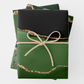 Eleganter Green Gold Glitzer Marble Agate Geschenkpapier Set (Beispiel)