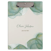 Eleganter Green Gold Glitzer Wasserfarbe + Logo-Cl Klemmbrett (Vorderseite)