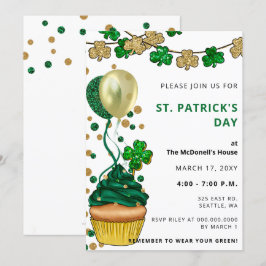 Eleganter Green Gold Kleeblatt St Patricks Day Einladung
