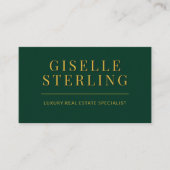 Eleganter Green Gold Real Anwesen Agent QR Code Visitenkarte (Vorderseite)
