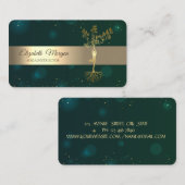 Eleganter Green Gold Tree Yoga Instructor Visitenkarte (Vorne/Hinten)
