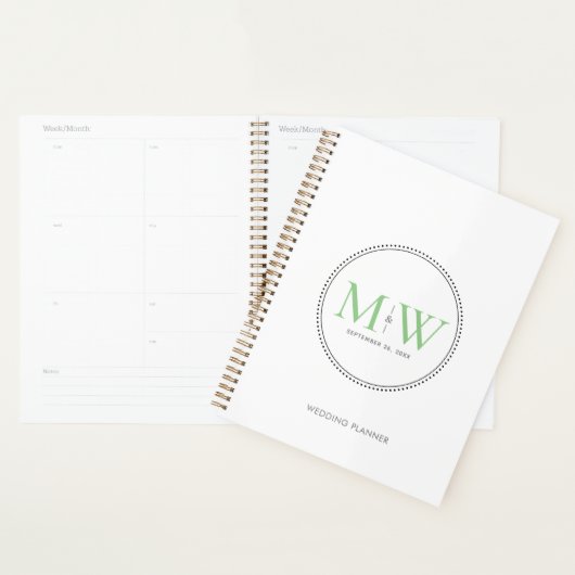 Eleganter Green Monogram Wedding Planner Planer (Anzeige)