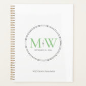 Eleganter Green Monogram Wedding Planner Planer (Vorderseite)