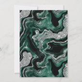 Eleganter Green & Silver Glitzer Agate 21. Geburts Einladung (Rückseite)