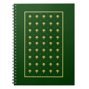 Eleganter Green und Gold Damask Notizblock