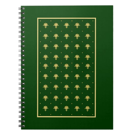 Eleganter Green und Gold Damask Notizblock (Vorderseite)