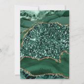 Eleganter Green und Gold Glitzer Agate Quinceanera Einladung (Rückseite)