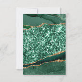 Eleganter Green und Gold Glitzer Agate Wedding RSVP Karte (Rückseite)