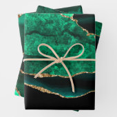 Eleganter Green und Gold Imitate Glitzer Agate Geschenkpapier Set (Beispiel)