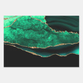 Eleganter Green und Gold Imitate Glitzer Agate Geschenkpapier Set (Vorderseite)