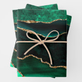 Eleganter Green und Gold Imitate Glitzer Agate Geschenkpapier Set (Beispiel)