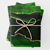 Eleganter Green und Gold Imitate Glitzer Agate Geschenkpapier Set (Beispiel)