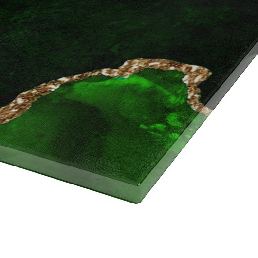 Eleganter Green und Gold Imitate Glitzer Agate Schneidebrett (Ecke)