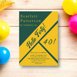 Eleganter Green und Gold Luxury Chic 40. Geburtsta Einladung